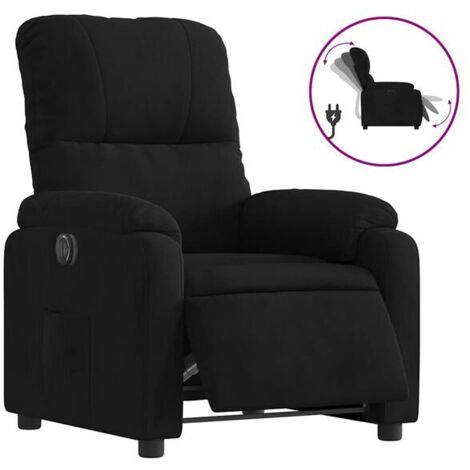 Fauteuil inclinable électrique noir, en tissu microfibre