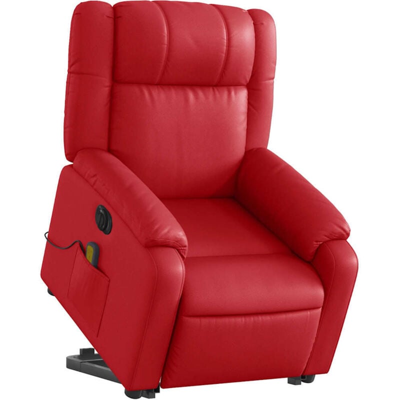 Fauteuil inclinable de massage électrique rouge similicuir vidaXL