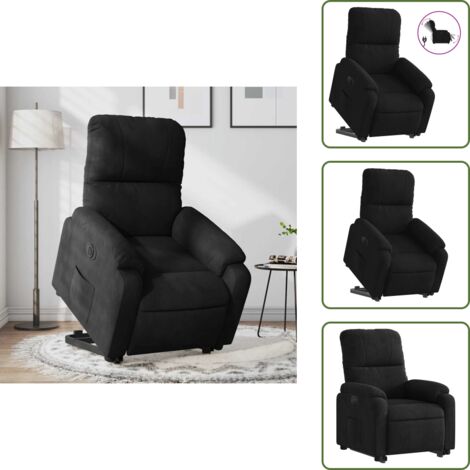 Fauteuil inclinable électrique noir tissu microfibre - Fauteuil Inclinable Électrique - Fauteuils Inclinables Électriques - Chaise Inclinable Électrique - Siège Inclinable Électrique