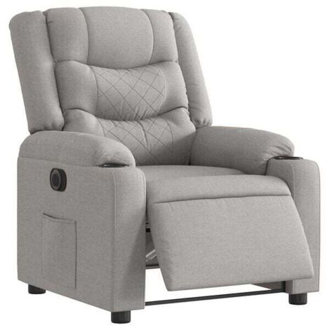 Fauteuil inclinable électrique réglable en hauteur, avec dossier et assise rembourrés, tissu gris doux – pour salon, chambre ou bureau