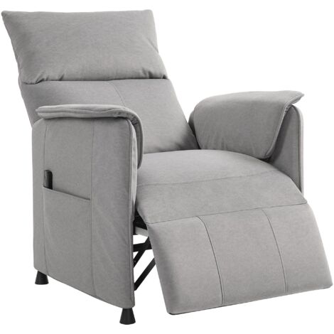 Fauteuil inclinable électrique réglable, inclinaison à 160°, pour seniors, revêtement en tissu avec fonction mémoire, télécommande et repose-pieds, pour chambre et bureau, gris