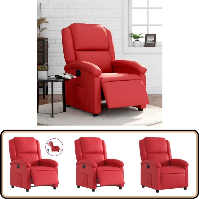 Vidaxl - Fauteuil inclinable électrique Rouge Similicuir - Fauteuil Inclinable Électrique - Fauteuil Relax - Chaise Ergonomique - Fauteuil Roulant
