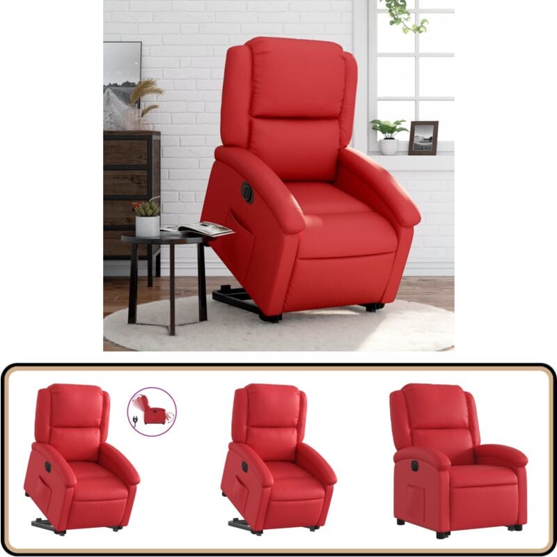 Vidaxl - Fauteuil inclinable électrique rouge similicuir - Fauteuil Inclinable Électrique - Fauteuil Relax - Fauteuil Ergonomique - Fauteuil Pour
