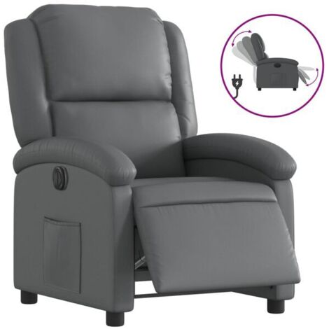 Fauteuil inclinable électrique, similicuir gris