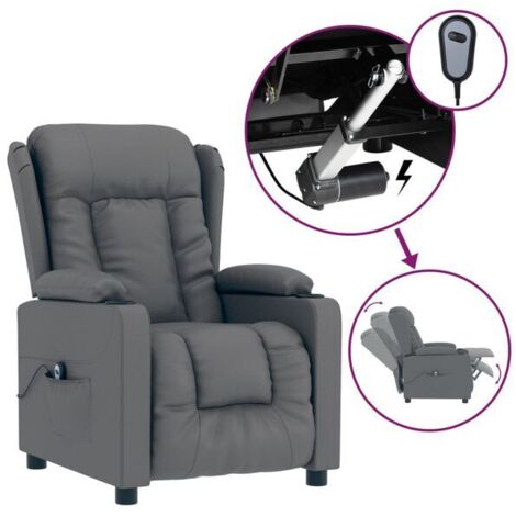 Fauteuil inclinable électrique, similicuir gris