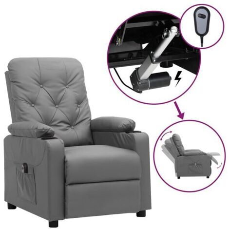 Fauteuil inclinable électrique, similicuir gris