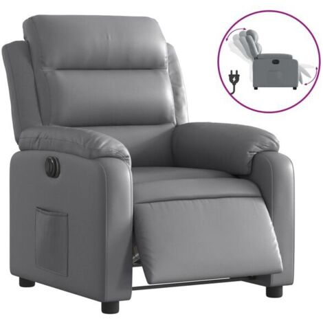 Fauteuil inclinable électrique, similicuir gris