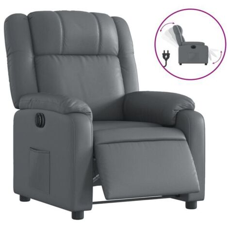 Fauteuil inclinable électrique, similicuir gris