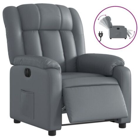 Fauteuil inclinable électrique, similicuir gris