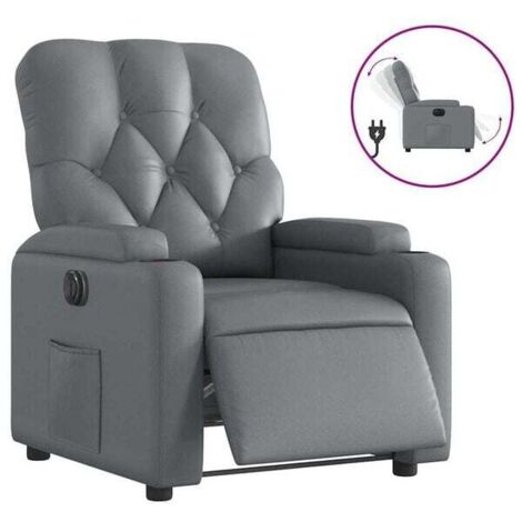 Fauteuil inclinable électrique, similicuir gris