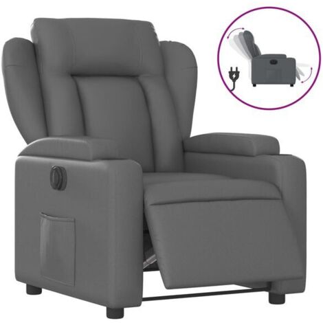Fauteuil inclinable électrique, similicuir gris