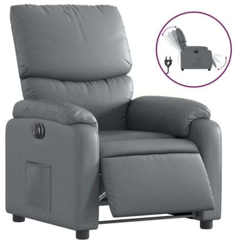 Fauteuil inclinable électrique, similicuir gris