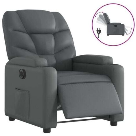 Fauteuil inclinable électrique, similicuir gris
