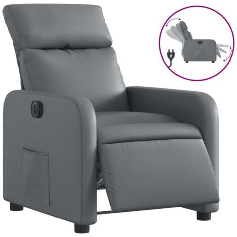 Fauteuil inclinable électrique, similicuir gris