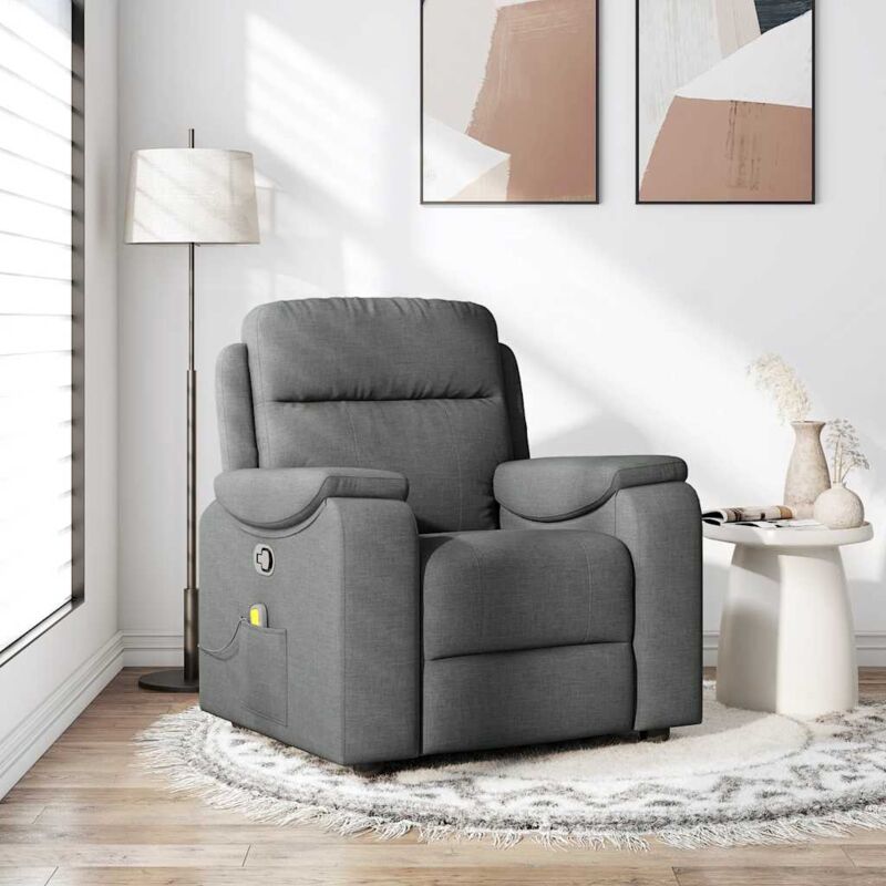 Vidaxl - Fauteuil de massage inclinable Gris foncé Tissu