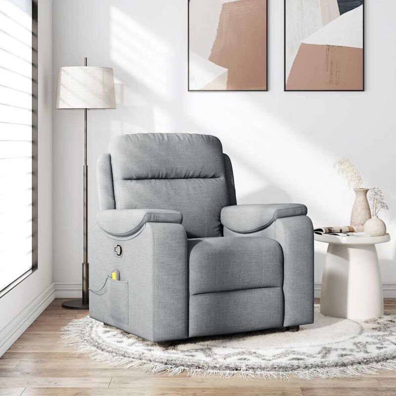 Vidaxl - Fauteuil de massage inclinable Gris clair Tissu
