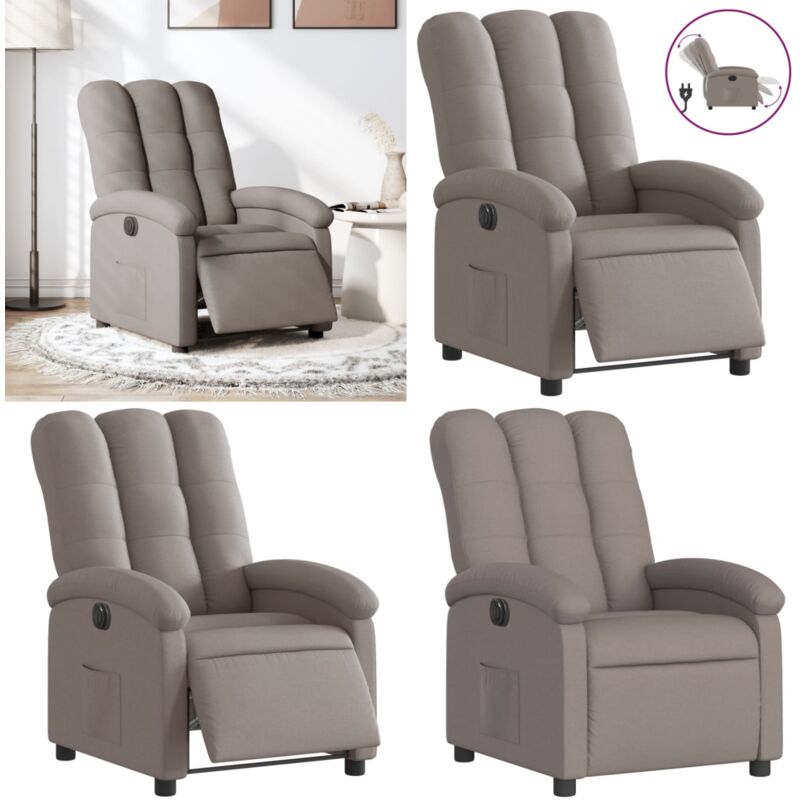 Fauteuil inclinable électrique Taupe Tissu - Fauteuil Inclinable Électrique - Fauteuil Relax - Chaise Ergonomique - Fauteuil Confortable - Fauteuil