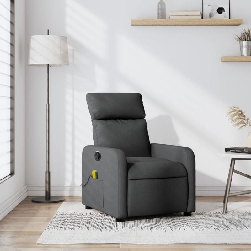Vidaxl - Fauteuil de massage inclinable Gris foncé Tissu