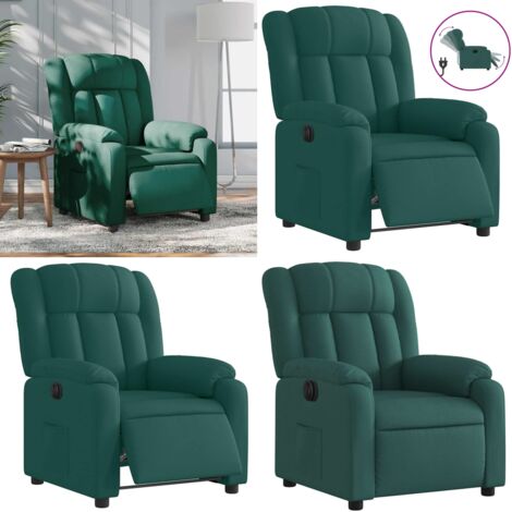 Fauteuil inclinable électrique Vert foncé Tissu - Fauteuil Inclinable Électrique - Chaise Relaxante - Fauteuil Ergonomique - Fauteuil Confort - Fauteuil Design - Home & Living