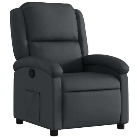 Fauteuil inclinable en cuir véritable noir