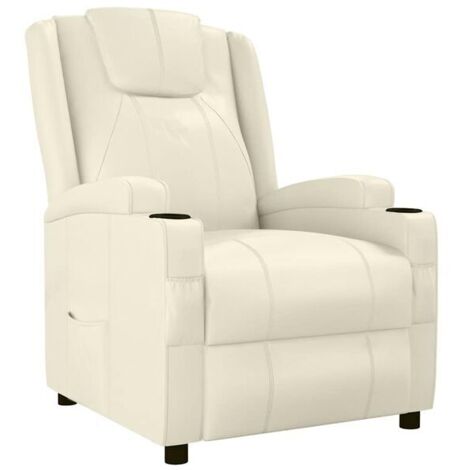 Fauteuil inclinable en similicuir blanc cassé