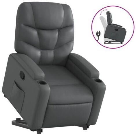 Fauteuil inclinable en similicuir gris