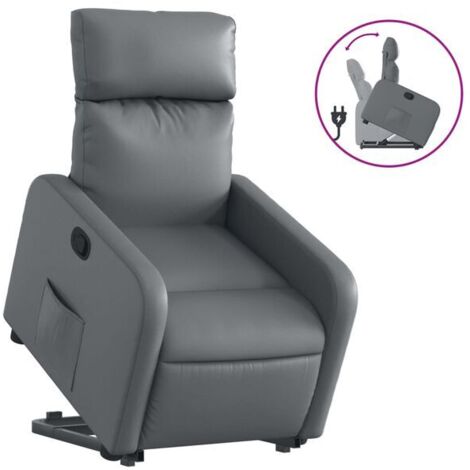 Fauteuil inclinable en similicuir gris