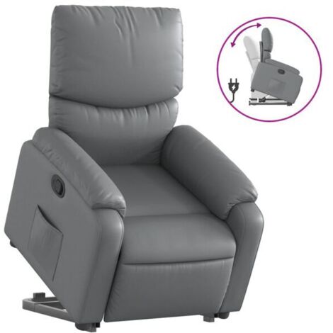 Fauteuil inclinable en similicuir gris