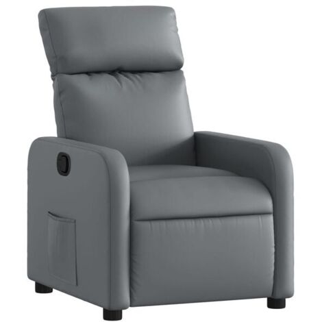 Fauteuil inclinable en similicuir gris