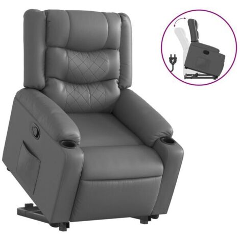 Fauteuil inclinable en similicuir gris