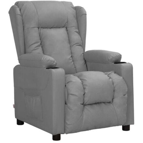 Fauteuil inclinable en similicuir gris