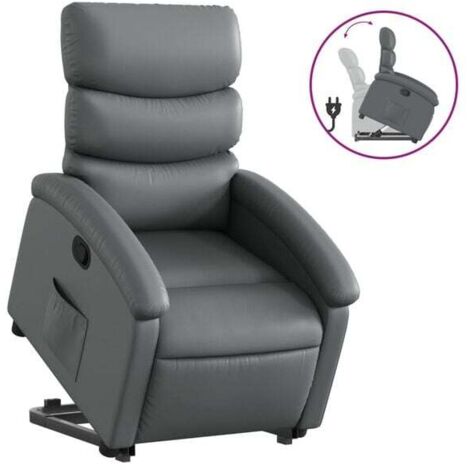 Fauteuil inclinable en similicuir gris