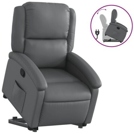 Fauteuil inclinable en similicuir gris