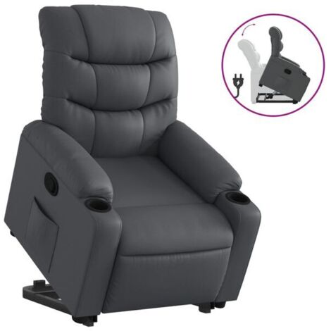 Fauteuil inclinable en similicuir gris
