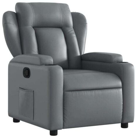 Fauteuil inclinable en similicuir gris