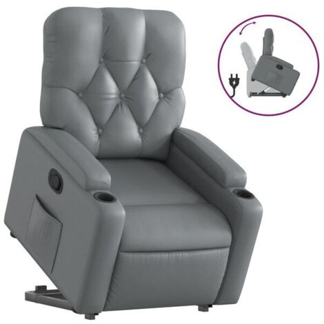 Fauteuil inclinable en similicuir gris