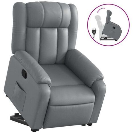 Fauteuil inclinable en similicuir gris