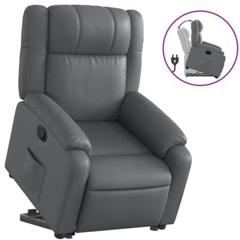 Fauteuil inclinable en similicuir gris