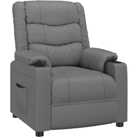 Fauteuil inclinable en similicuir gris