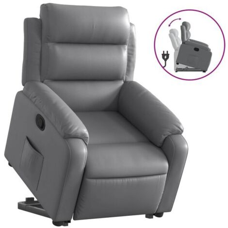 Fauteuil inclinable en similicuir gris