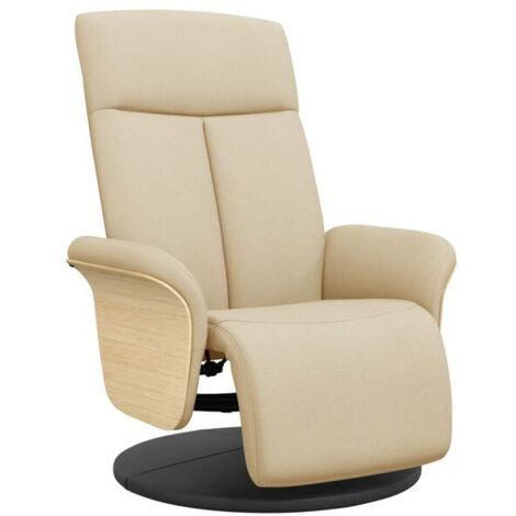 Fauteuil inclinable en tissu beige avec repose-pieds