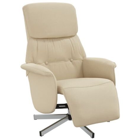 Fauteuil inclinable en tissu beige avec repose-pieds