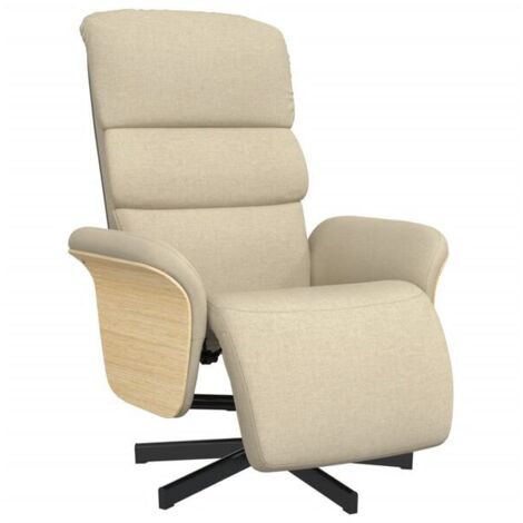Fauteuil inclinable en tissu beige avec repose-pieds