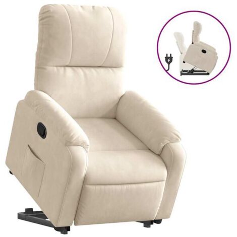 Fauteuil inclinable en tissu microfibre beige