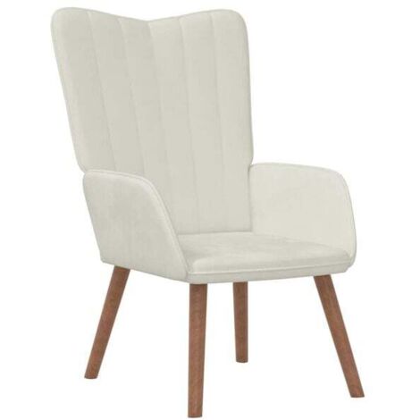 Fauteuil inclinable en velours blanc cassé