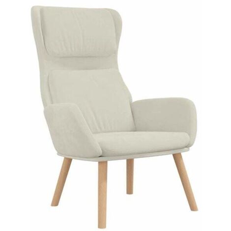 Fauteuil inclinable en velours blanc cassé