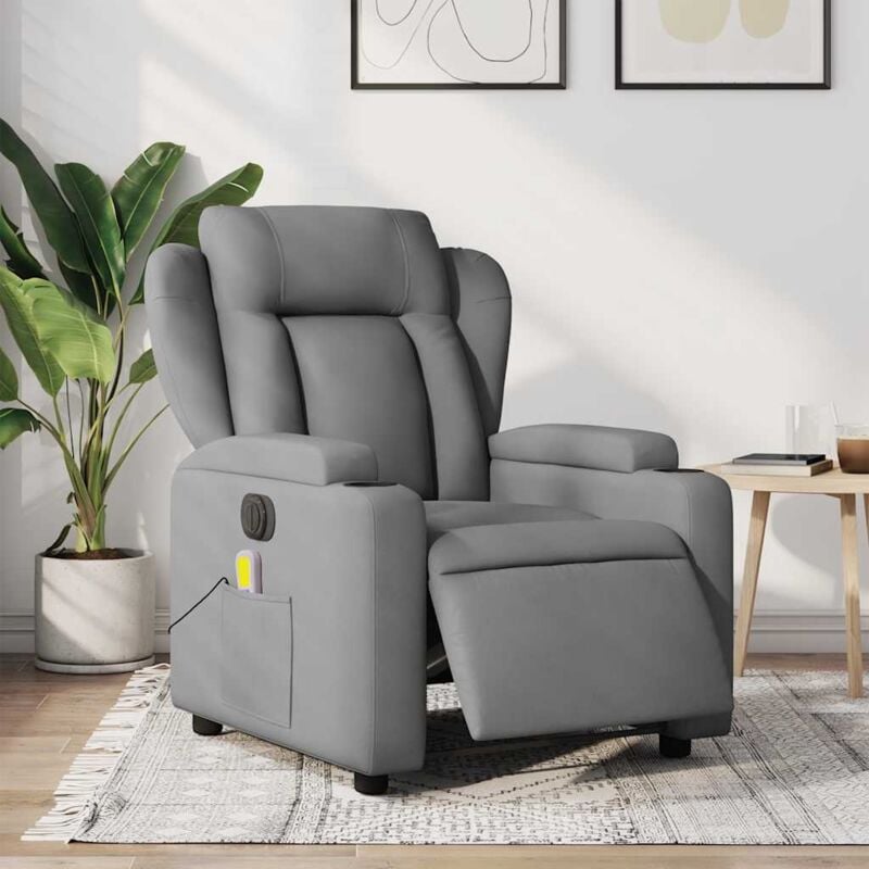 Vidaxl - Fauteuil de massage inclinable électrique gris clair tissu