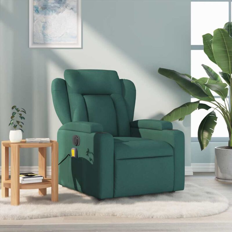 Vidaxl - Fauteuil de massage inclinable Vert foncé Tissu