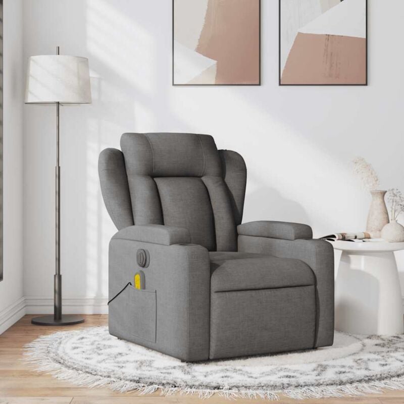 Vidaxl - Fauteuil de massage inclinable Gris foncé Tissu
