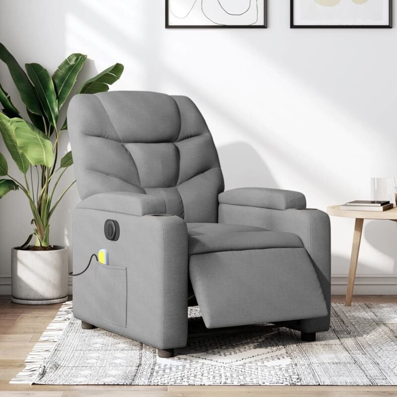 Vidaxl - Fauteuil de massage inclinable électrique gris clair tissu